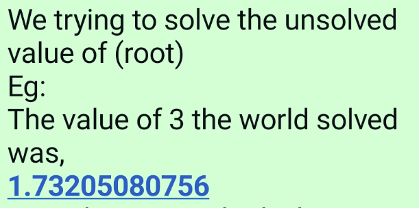 Finding Unsolved root values